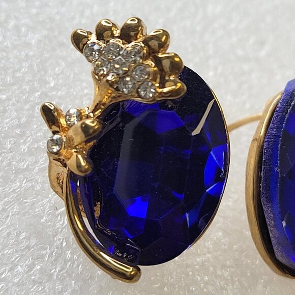 Oval Blue Fashion Crystal Faceted Earring - Picture 4 of 15